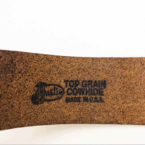 Justin Medallion Crystal Brown Cowhide Belt Sz 30 - Picture 8 of 8